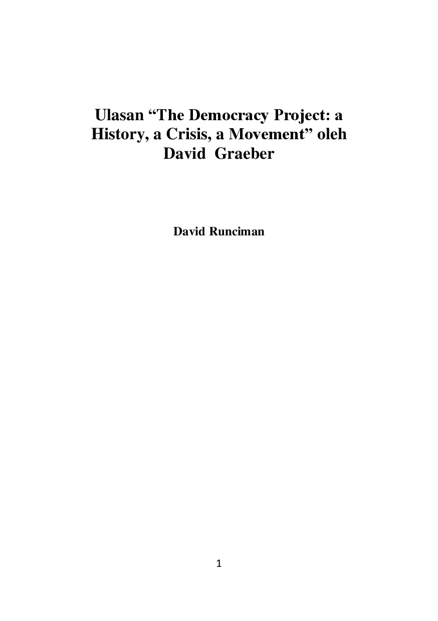 Ulasan “The Democracy Project: a  History, a Crisis, a Movement” oleh David Graeber