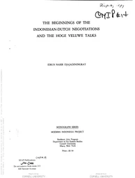 The beginnings of the Indonesian-Dutch negotiations and the Hoge Veluwe talks (Cornell Modern Indonesia Collection)