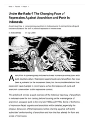 The Changing Face Of Repression Against Anarchism & Punk In Indonesia