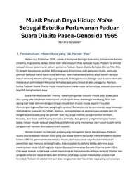 Musik Penuh Daya Hidup: Noise Sebagai Estetika Perlawanan Paduan Suara Dialita Pasca-Genosida 1965