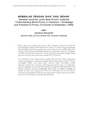 Membajak dengan 'Baik' dan 'Benar' (sekedar komentar untuk tesis Nuraini Juliastuti 'Understanding Movie Piracy in Indonesia - Knowledge and Practices of Piracy)