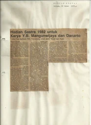 Y.B Mangunwijaya and Danarto awarded the Literature Prize 1982