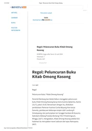 Regol: Peluncuran Buku Kitab Omong Kosong (Regol: Book Launching of Kitab Omong Kosong)