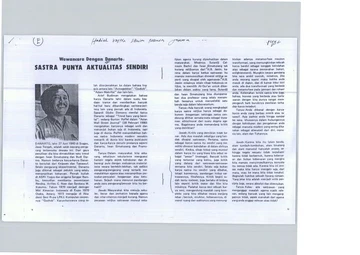 Interview with Danarto: Literature has its own Essence