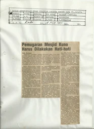 Pemugaran Mesjid Kuno Harus Dilakukan Hati-hati (Restoration of Ancient Mosques Must be Done Carefully)