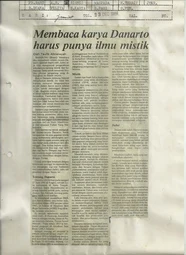 Membaca karya Danarto harus punya ilmu mistik (Mystical knowledge is needed to read Danarto's works)