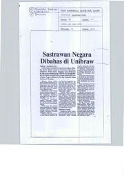Sastrawan Negara Dibahas di Unibraw (National Writer Discussed in Unibraw)
