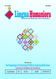 Lingua humaniora : jurnal bahasa dan budaya vol. 9 hlm 825 - 958 Juni 2015