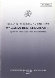 Kajian nilai budaya naskah kuna Wawacan Dewi Sekartaji II: Episode pencarian Dan penyamaran