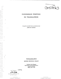 Indonesian writing in translation. Compiled and edited with an introd. (Cornell Modern Indonesia Collection)