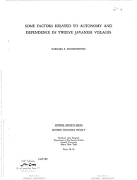 Some factors related to autonomy and dependence in twelve Javanese villages