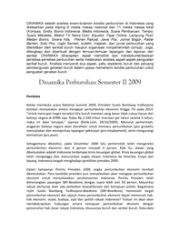 Dinamika Perburuhan Tahun 2009