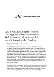 Anti-Boti: Ketika Negara Melabeli, Tetangga Bertindak (Membaca Pola Diskriminasi di Indonesia Melalui Arendt, Browning, dan Bandura)
