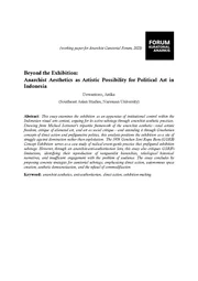 Beyond the Exhibition: Anarchist Aesthetics as Artistic Possibility for Political Art in Indonesia