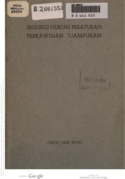 Segi-segi hukum peraturan perkawinan tjampuran